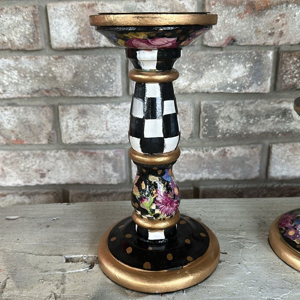 - Pair of Hand-painted Candle holders - Picture 2 of 5